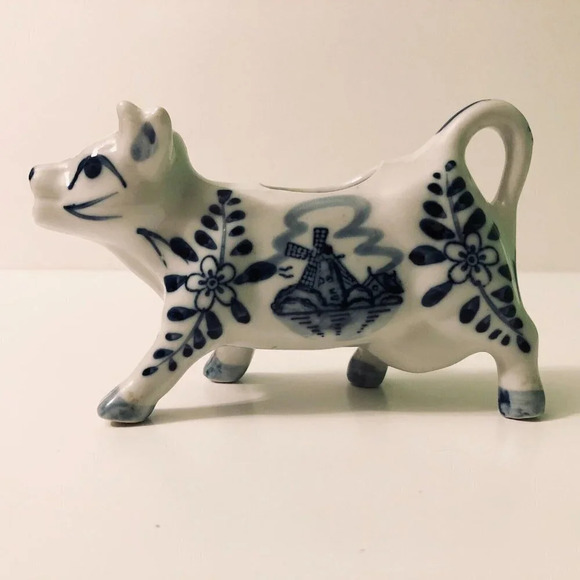 Vintage Delft Blue Colour Cow Creamer Pitcher Hand Painted  Holland - Picture 16 of 16